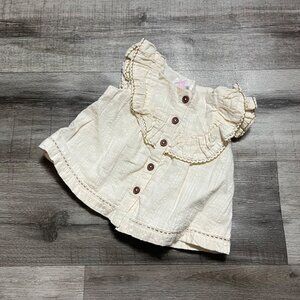 Shabby Chic Sleeveless Front Button Dress Baby Girl Size 0-3 M